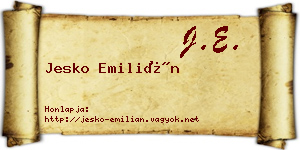 Jesko Emilián névjegykártya